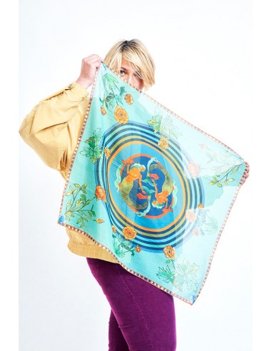 Foulard astrologique "Verseau" - motif floral shop