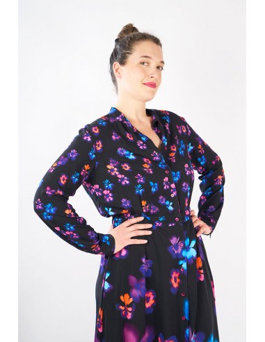 Robe longue motif floral "Givrée" Fleurs floues les ligaments