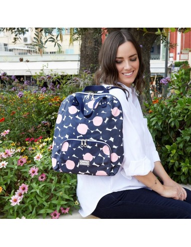 Sac à dos Florence ronds roses et bleus en coton huilé ouvre sa boutique