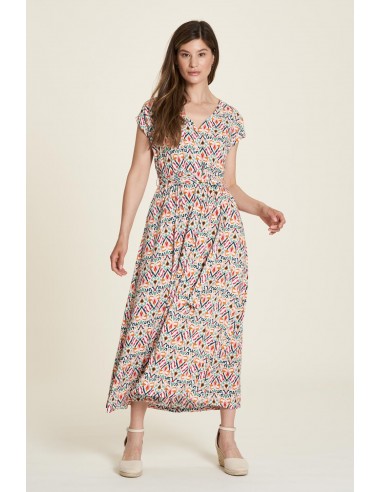 Robe longue imprimé ikat en Ecovero destockage