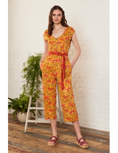 Combinaison orange motif floral en coton bio à prix réduit toute l'année