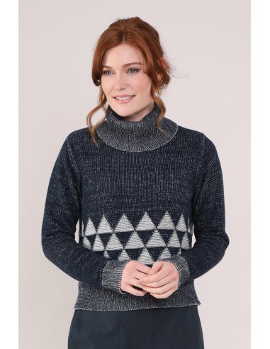 Pull gris chiné motif triangles en maille de coton bio En savoir plus