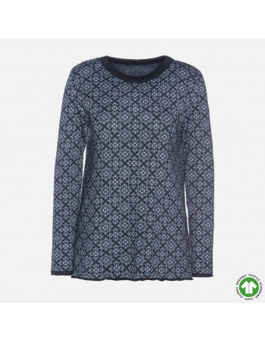 Pull jacquard gris et noir en maille de coton bio à prix réduit toute l'année