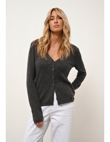 NORMA cardigan col v anthracite chiné pas cheres