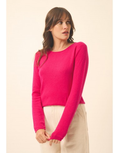 VIVIAN pull col rond fuchsia destockage