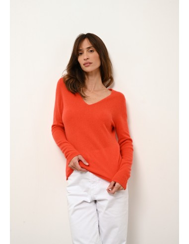 JOAN pull col v orange prix pour 