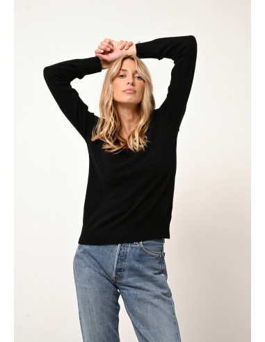 PHOEBE pull col v noir pas cheres