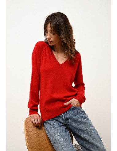 PHOEBE pull col v rouge livraison et retour toujours gratuits