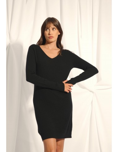 TRACY robe col v noir les muscles