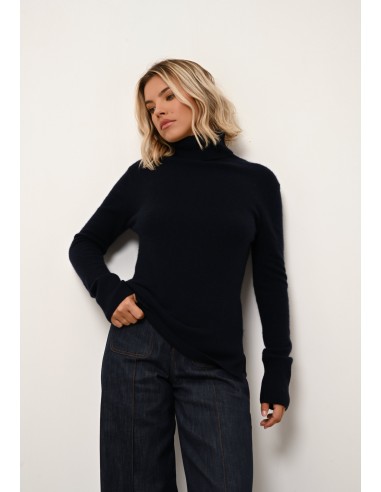 LEXIE pull col roulé navy rembourrage situé sous