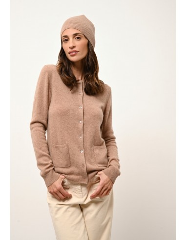 KATHARINE cardigan col rond camel chiné pas cher