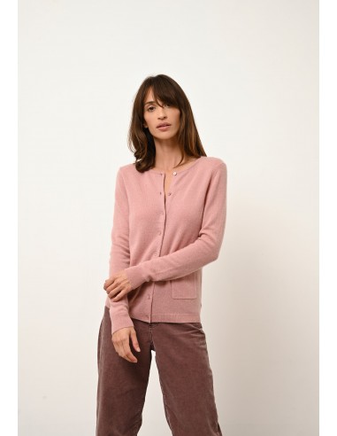 KATHARINE cardigan col rond bois de rose en stock