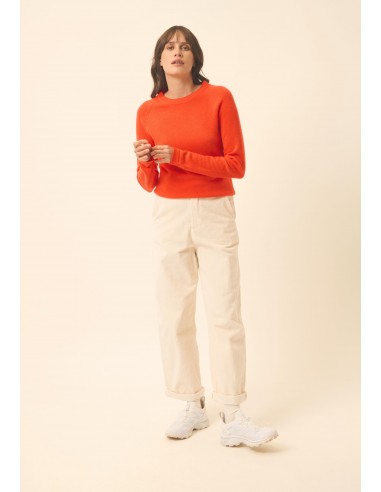 JANE pull col rond orange pas chere