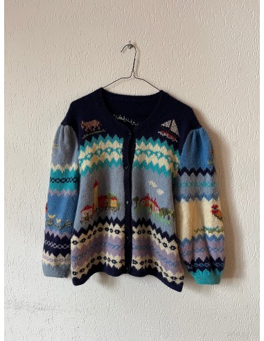 Cardigan tricoté main 80s T.38♀ En savoir plus