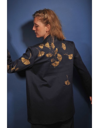 Veste kimono minuit* empreintes de ginkgo français